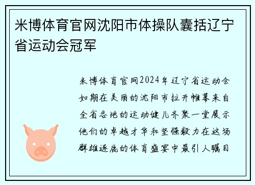 米博体育官网沈阳市体操队囊括辽宁省运动会冠军